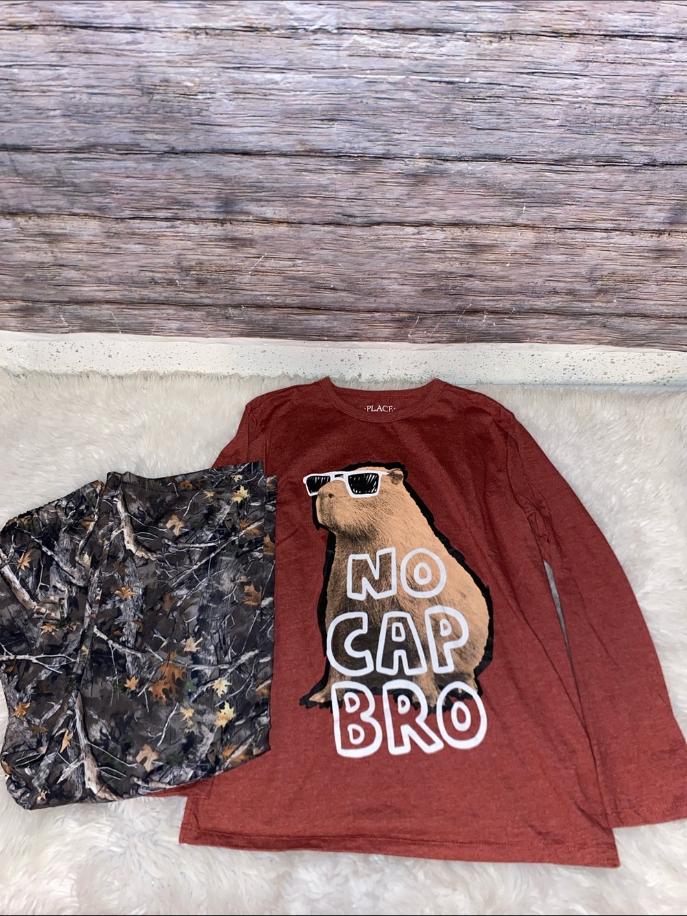 The Children's Place Rust Long Sleeve Tee with Bear Graphic